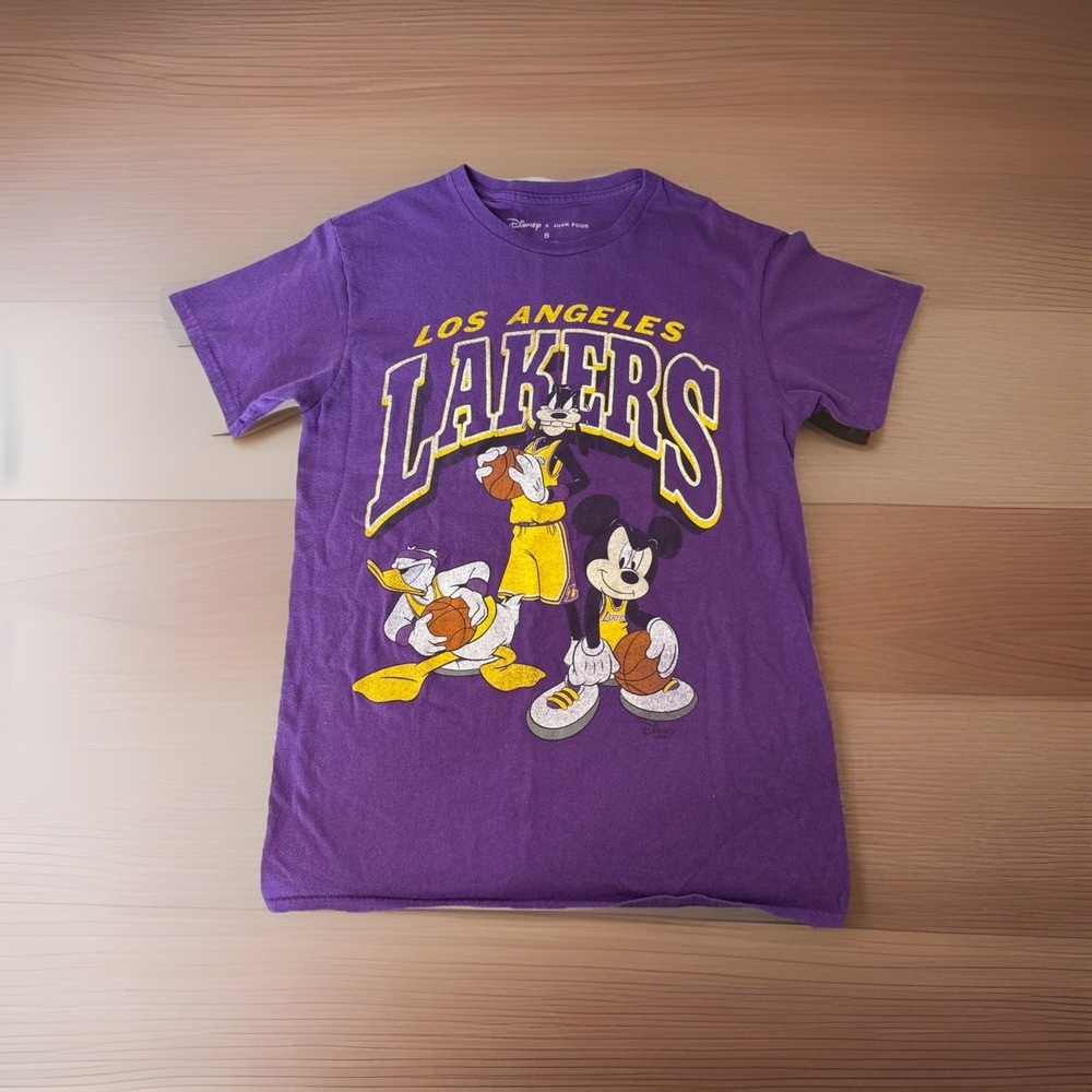 Disney Adult T Shirt Small S Los Angeles Lakers Purple‎ Graphic Camisa Cotton